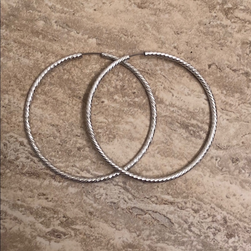 Silver hoop earrings 3in